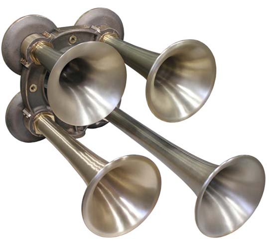 Kahlenberg Chimetone Q-4 air horn displayed here in bare metal